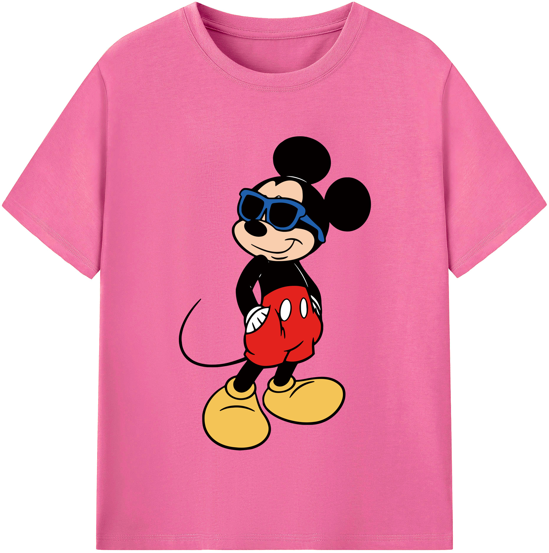 （画像用） ミッキーマウス Mickey Mouse レディースカジュアルプリントTシャツ（綿100％）